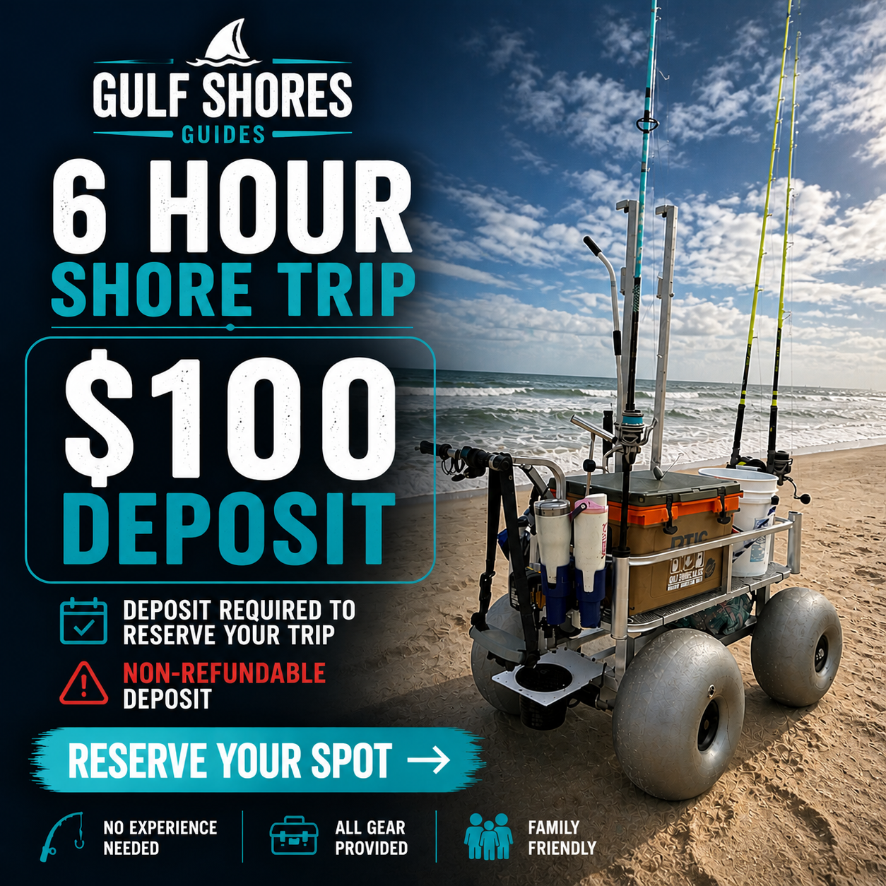 6 Hour Shore Fishing Trip Deposit