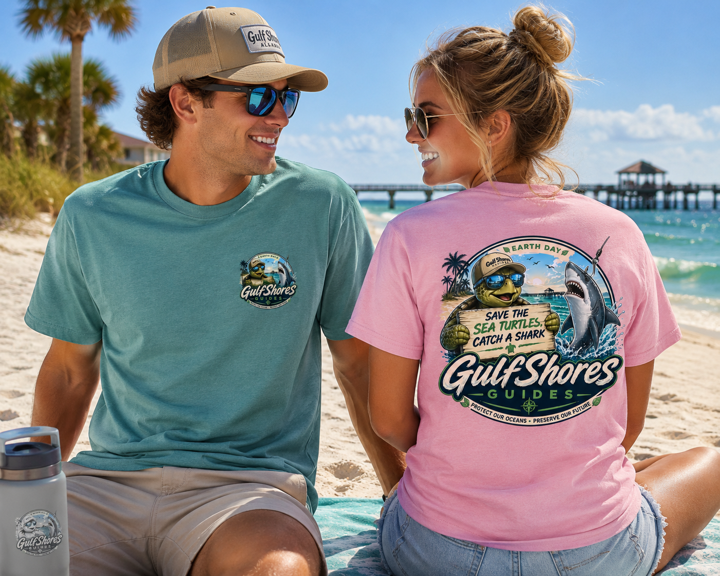 Gulf Shores Guides Earth Day Shirt – Save the Turtles, Catch a Shark
